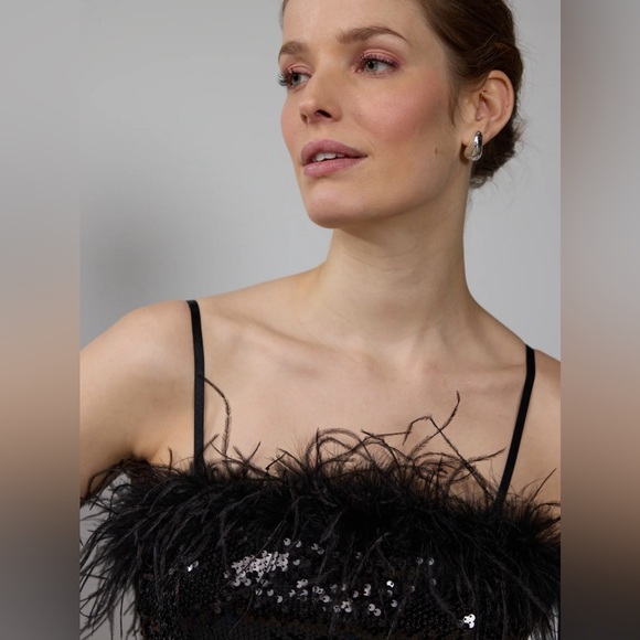 Feather Trim Sequin Jumpsuit - Picture 4 of 4